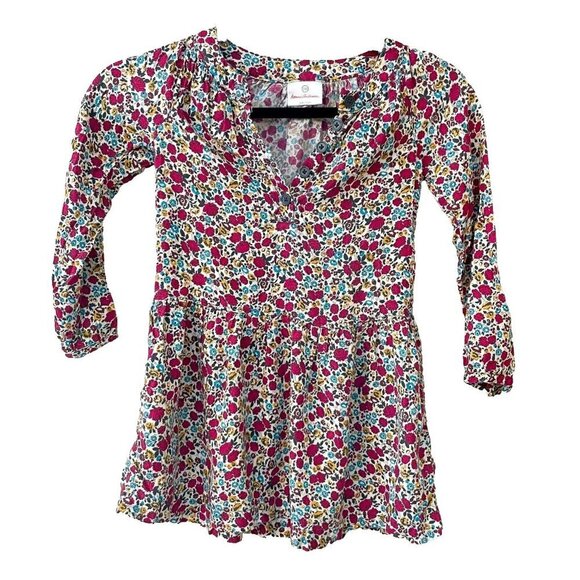 Hanna Anderson long sleeve Floral girls dress size 110 or US 5 100% Rayon - Picture 1 of 7